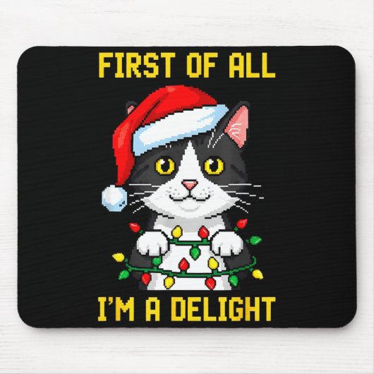 Funny Cat First Of All I'm A Delight Retro Gaming  Muismat (Voorkant)