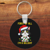 Funny Cat First Of All I'm A Delight Retro Gaming Sleutelhanger (Voorkant)