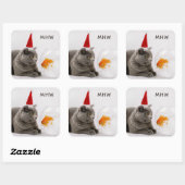 Funny Cat & Fish custom monogram stickers (Vel)