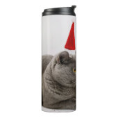 Funny Cat & Fish custom name tumbler Thermosbeker (Gedraaid links)