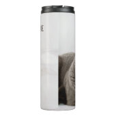 Funny Cat & Fish custom name tumbler Thermosbeker (Achterkant)