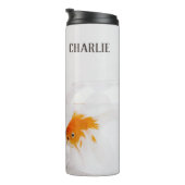 Funny Cat & Fish custom name tumbler Thermosbeker (Geroteerd rechts)