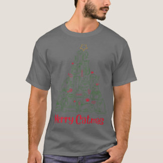 Funny Cat & Fish Merry Catmas kerstboomkat L T-shirt