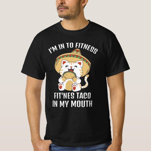 Funny Cat Fitness Taco I My Mouth T-shirt (Voorkant)