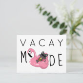 Funny Cat Flamingo Vacay Mode Vacking Briefkaart (Staand voorkant)