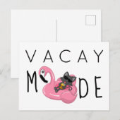 Funny Cat Flamingo Vacay Mode Vacking Briefkaart (Voorkant / Achterkant)