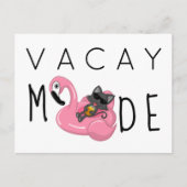 Funny Cat Flamingo Vacay Mode Vacking Briefkaart (Voorkant)