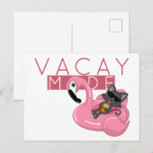 Funny Cat Flamingo Vacay Mode Vacking Briefkaart (Voorkant / Achterkant)