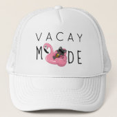 Funny Cat Flamingo Vacay Mode Vacking Trucker Pet (Voorkant)