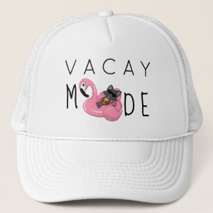 Funny Cat Flamingo Vacay Mode Vacking Trucker Pet