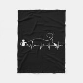 Funny Cat Fly Fishing Fisherman Heartbeat Line Hea Fleece Deken (Voorkant)