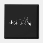 Funny Cat Fly Fishing Fisherman Heartbeat Line Hea Magneet (Voorkant)