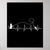 Funny Cat Fly Fishing Fisherman Heartbeat Line Hea Poster (Voorkant)