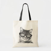 Funny cat foto canvas tas | Keuken met bril (Voorkant)