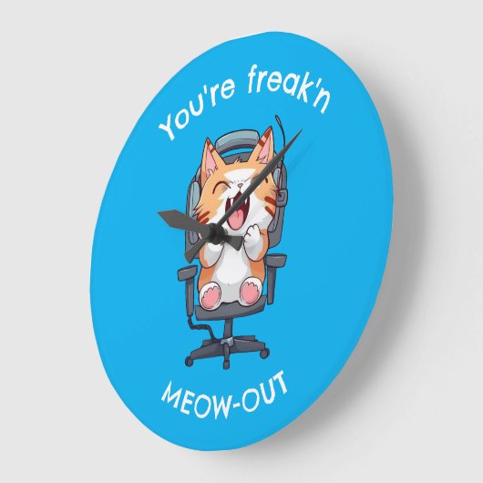 Funny Cat Freak'n Meow Out Grote Klok (Hoek)