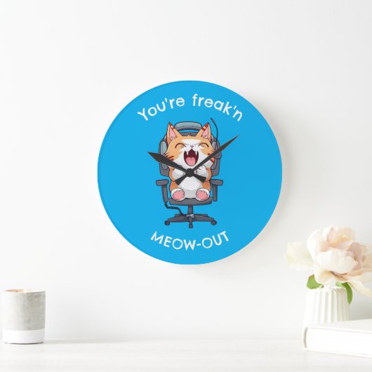 Funny Cat Freak'n Meow Out Grote Klok (Huis)