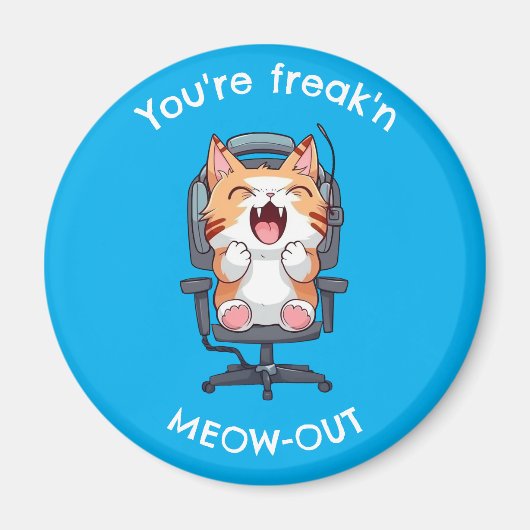 Funny Cat Freak'n Meow Out Magneet (Voorkant)