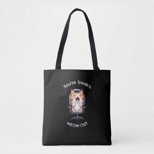 Funny Cat Freak'n Meow Out Tote Bag (Voorkant)