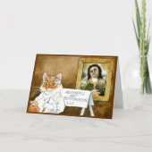 Funny cat fresco restoration Thank You card Bedankkaart (Voorkant)