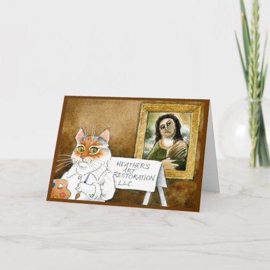 Funny cat fresco restoration Thank You card Bedankkaart (Voorkant)
