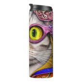 Funny Cat Funky Retro Wearing Glasses Thermosbeker (Geroteerd rechts)