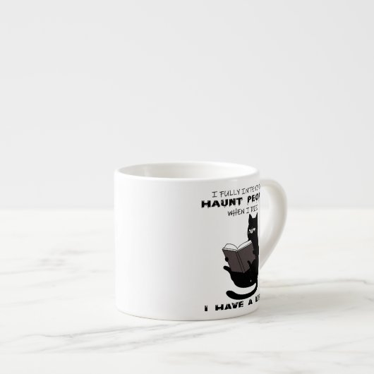 FUNNY CAT, Funny Black Cat Gezegden, Cat read book Espresso Kop (Voorkant rechts)