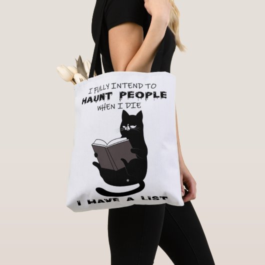 FUNNY CAT, Funny Black Cat Gezegden, Cat read book Tote Bag (Dichtbij)