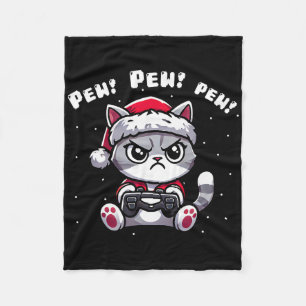 Funny Cat Gamer Pew Videogame Christmas Boys Kinde Fleece Deken