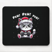 Funny Cat Gamer Pew Videogame Christmas Boys Kinde Muismat (Voorkant)