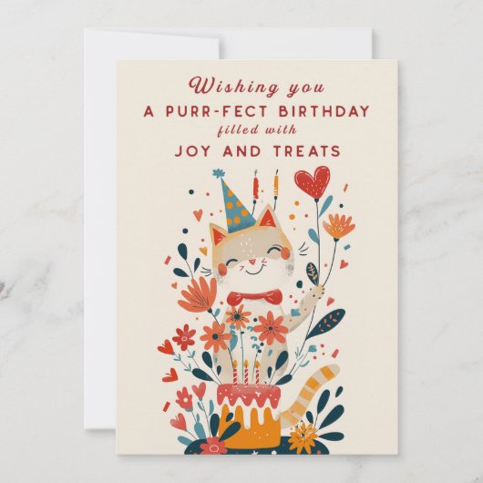 Funny Cat Garden Verjaardagsuitnodiging Kaart (Voorkant)
