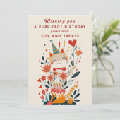 Funny Cat Garden Verjaardagsuitnodiging Kaart (Staand voorkant)