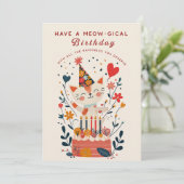 Funny Cat Garden Verjaardagsuitnodiging Kaart (Staand voorkant)