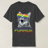 Funny Cat Gay Pride Rainbow Sunbril LGBTQ T-shirt (Design voorkant)