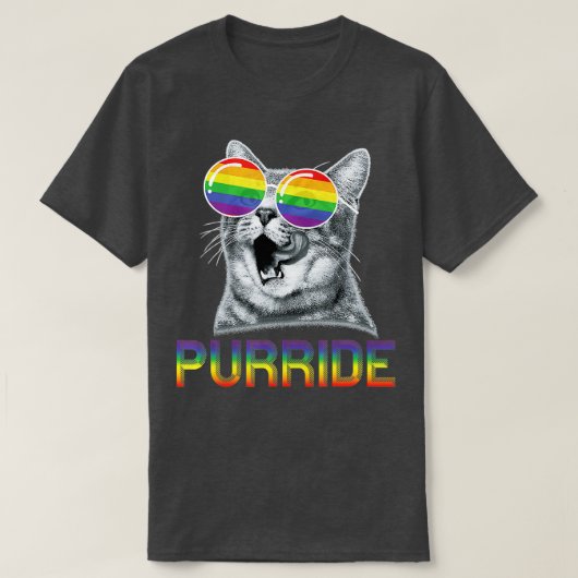 Funny Cat Gay Pride Rainbow Sunbril LGBTQ T-shirt (Design voorkant)
