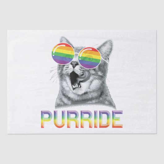 Funny Cat Gay Pride Rainbow Sunbril LGBTQ Tissuepapier (Voorkant)