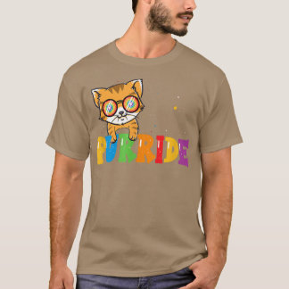 Funny Cat Gay Pride Rainbow Sunglasses LGBTQ T-Shi T-shirt