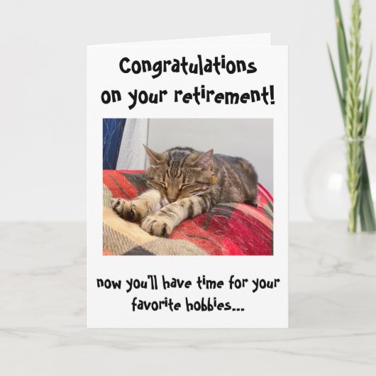 Funny Cat Gefeliciteerd met Kaart pensionering (Voorkant)