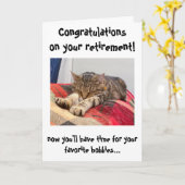 Funny Cat Gefeliciteerd met Kaart pensionering (Gele Bloem)