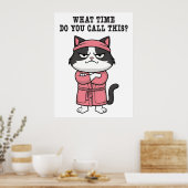 Funny Cat Gemist Avondklok Poster (Keuken)