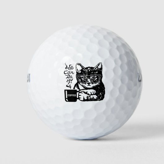 Funny cat gemotiveerd door koffie golfballen (Voorkant)