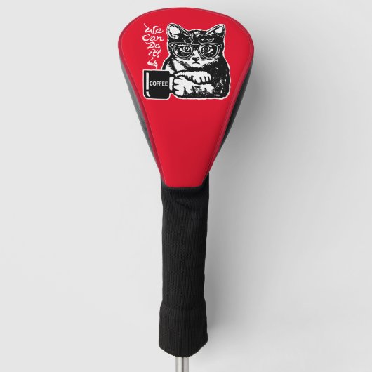 Funny cat gemotiveerd door koffie golfheadcover (Voorkant)