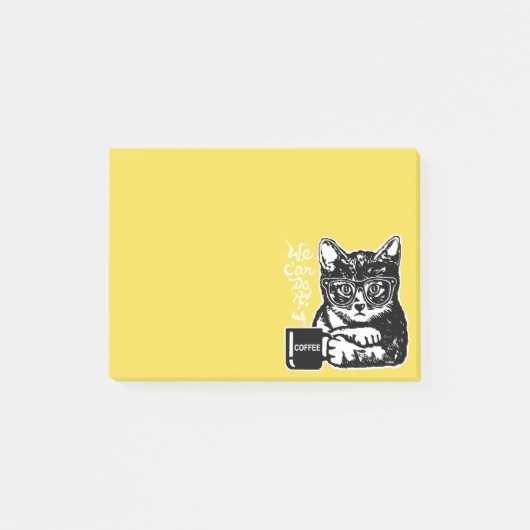 Funny cat gemotiveerd door koffie post-it® notes (Voorkant)