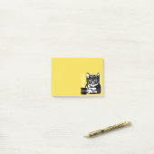 Funny cat gemotiveerd door koffie post-it® notes (Op bureau)