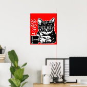 Funny cat gemotiveerd door koffie poster (Thuiskantoor)