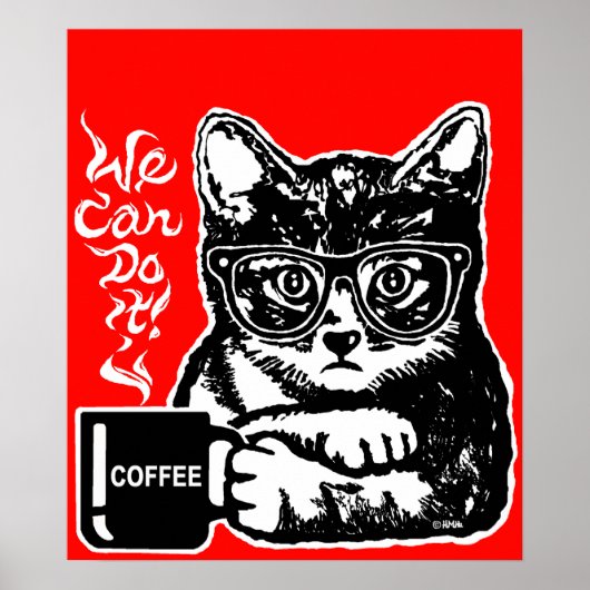 Funny cat gemotiveerd door koffie poster (Voorkant)