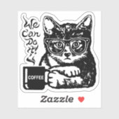 Funny cat gemotiveerd door koffie sticker (Vel)
