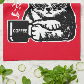 Funny cat gemotiveerd door koffie theedoek (Gevouwen)
