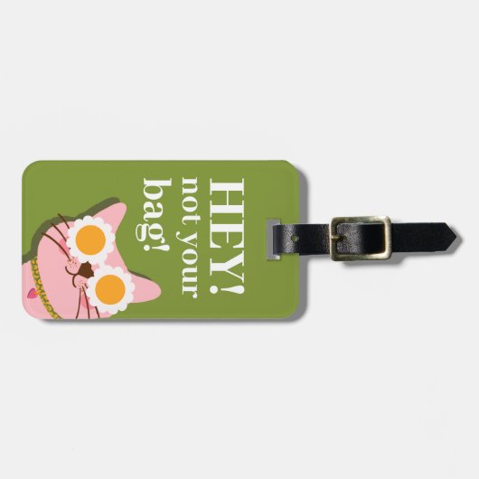 Funny Cat gepersonaliseerd Bagagelabel (Voorkant horizontaal)