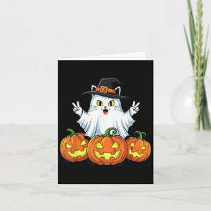 Funny Cat Ghost Pumpkin Boo Halloween Kinder Manne Kaart