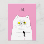 Funny Cat Gifting a Mouse LOVE Briefkaart (Voorkant)